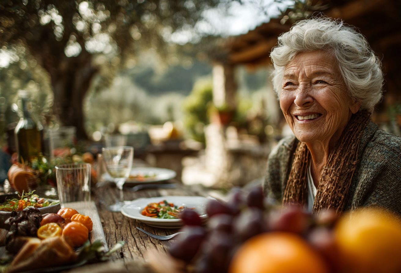 Възрастна двойка се наслаждава на здравословна храна